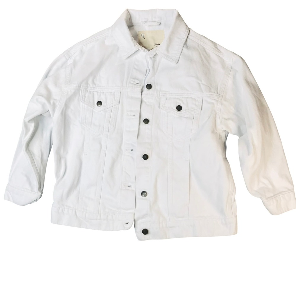 Pepe Jeans London White Denim Trucker Jacket Women Button Up Front Pockets
